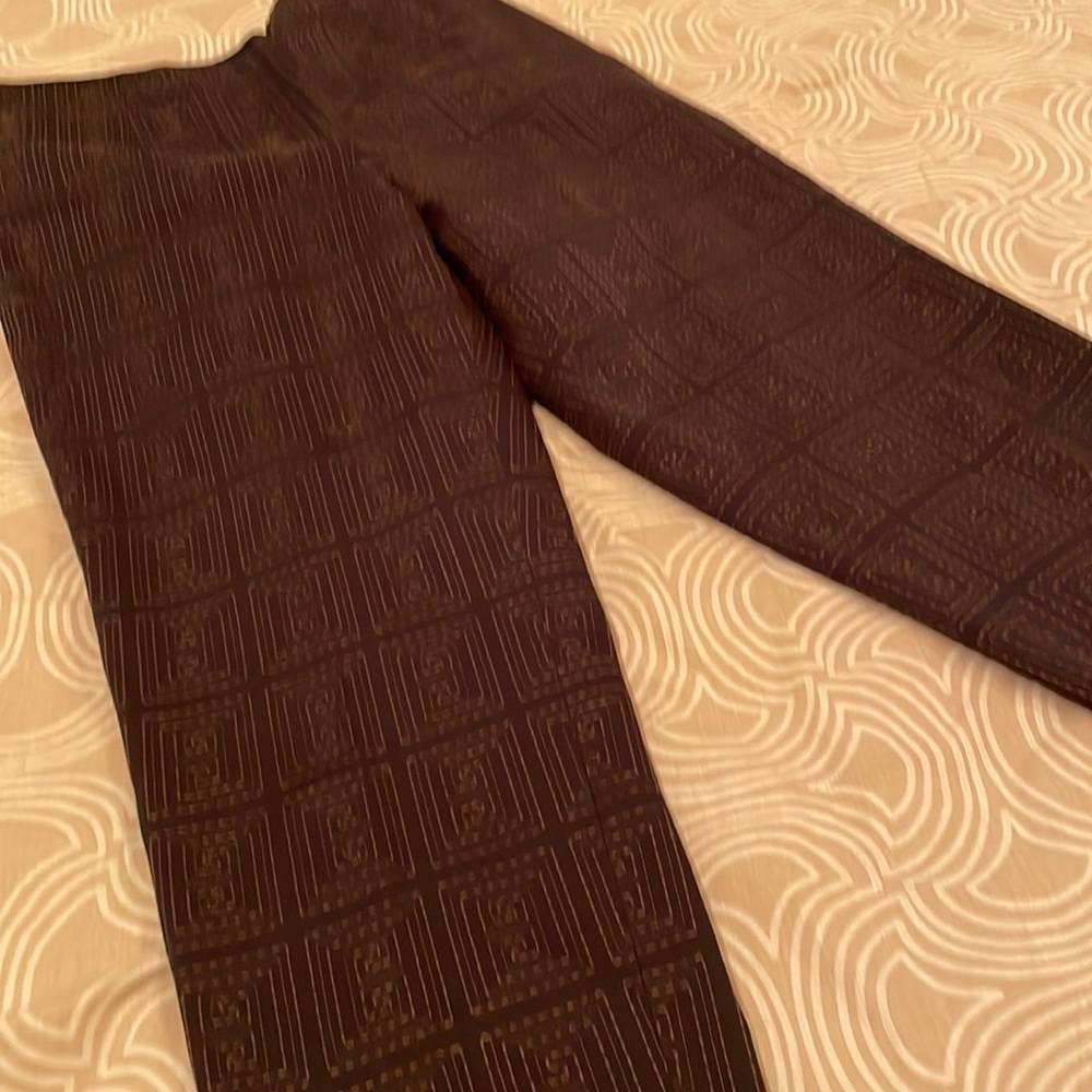 Talbots pants, black with brown trim, lined, cotton blend, 8P